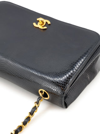 Small Lizard Skin Single Flap Shoulder Bag