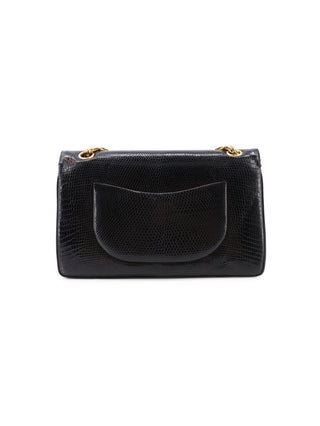 Classic Medium Lizard Skin Double Flap Shoulder Bag