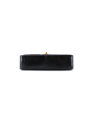 Classic Medium Lizard Skin Double Flap Shoulder Bag