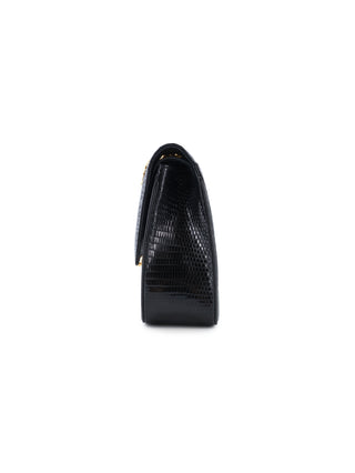 Classic Medium Lizard Skin Double Flap Shoulder Bag