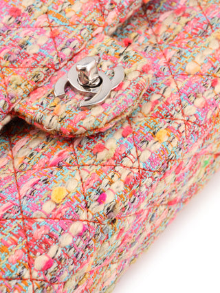 Multicolor Tweed Classic Medium Double Flap Bag
