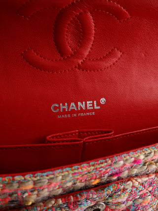 Multicolor Tweed Classic Medium Double Flap Bag