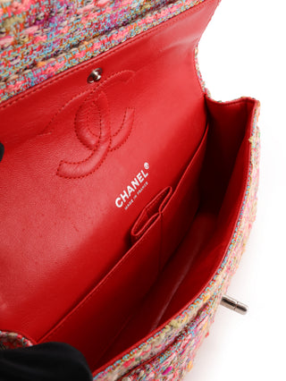 Multicolor Tweed Classic Medium Double Flap Bag