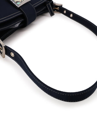 Denim Zip-Top Shoulder Bag