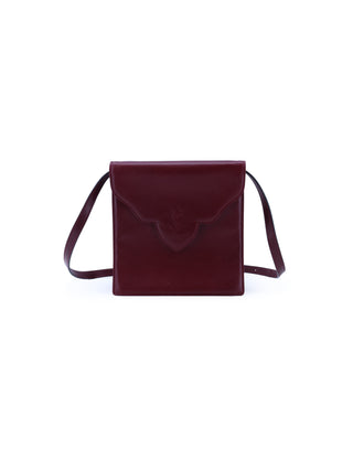Embossed Logo Scalloped Flap Shoulder Bag