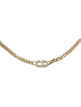 Logo Rhinestone Pendant Necklace