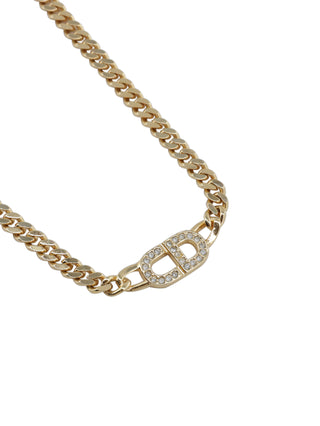 Logo Rhinestone Pendant Necklace