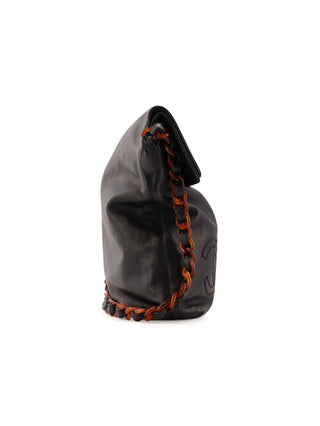 Fold-Over Chain Shoulder Tote Bag