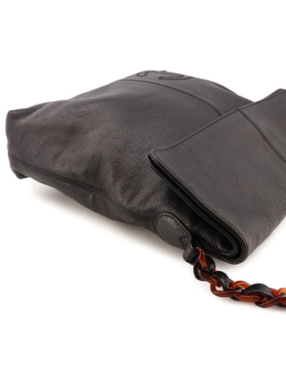 Fold-Over Chain Shoulder Tote Bag