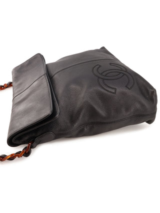 Fold-Over Chain Shoulder Tote Bag