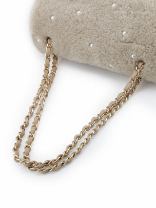 Pearl Mouton Embroidery Chain Shoulder Bag