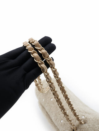 Pearl Mouton Embroidery Chain Shoulder Bag