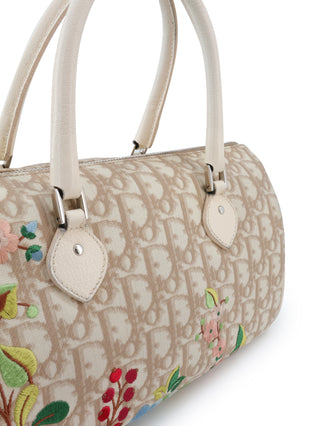 Floral Embroidery Trotter Boston Bag