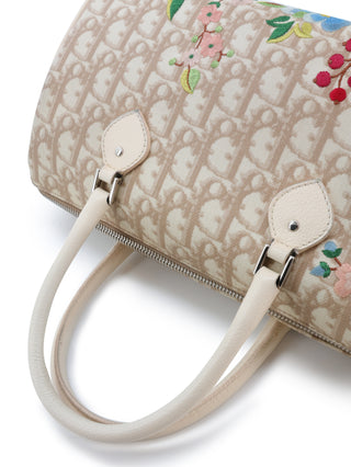 Floral Embroidery Trotter Boston Bag