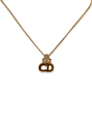 CD Logo Crown Rhinestone Necklace