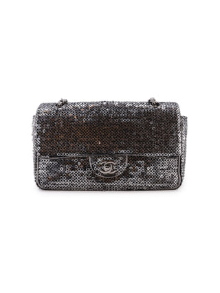 Silver Sequins Flap Bag