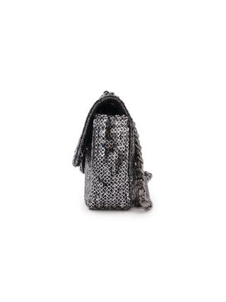 Silver Sequins Flap Bag