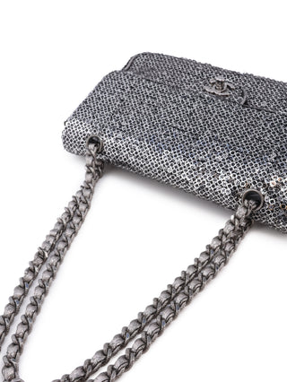 Silver Sequins Flap Bag