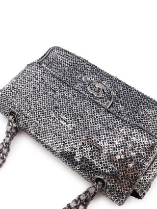 Silver Sequins Flap Bag