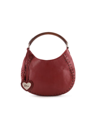 Whipstitch Wooden Handle Hobo Bag