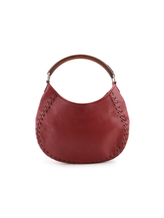 Whipstitch Wooden Handle Hobo Bag