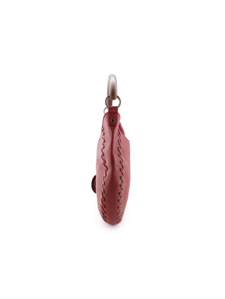 Whipstitch Wooden Handle Hobo Bag