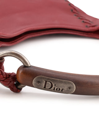 Whipstitch Wooden Handle Hobo Bag