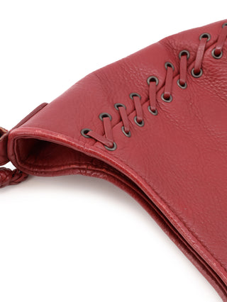 Whipstitch Wooden Handle Hobo Bag