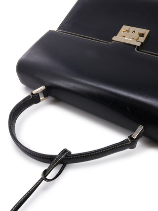 Leather Lady Lock Handle Bag