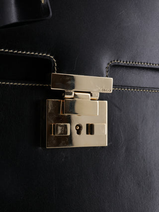Leather Lady Lock Handle Bag