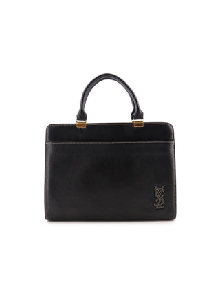 Stitched Logo Top Handle Tote Bag