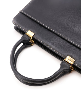 Stitched Logo Top Handle Tote Bag