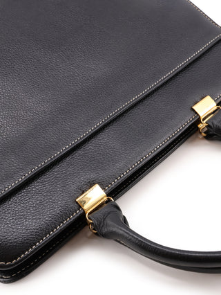 Stitched Logo Top Handle Tote Bag