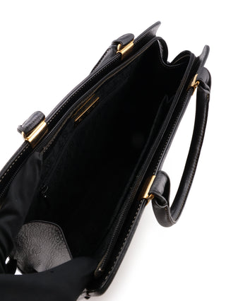 Stitched Logo Top Handle Tote Bag