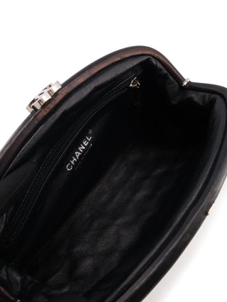 Satin CC Kiss-Lock Clutch