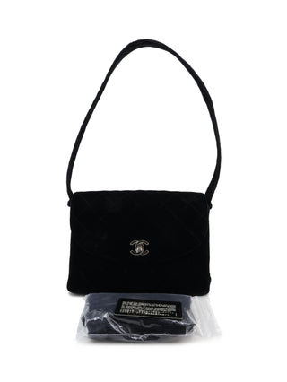 Velour Turn-Lock Shoulder Bag