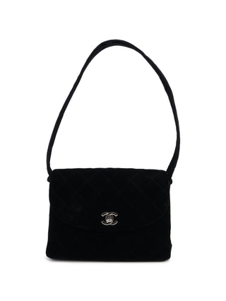 Velour Turn-Lock Shoulder Bag