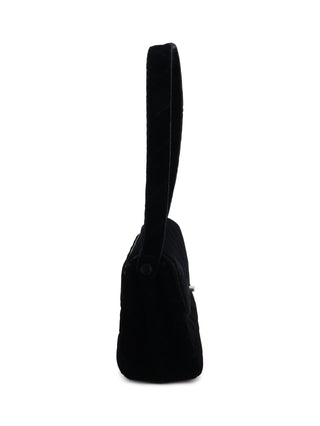 Velour Turn-Lock Shoulder Bag