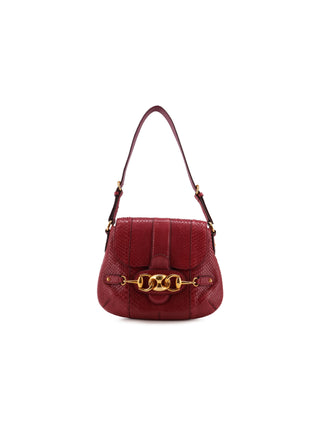 Python Horsebit Flap Shoulder Bag