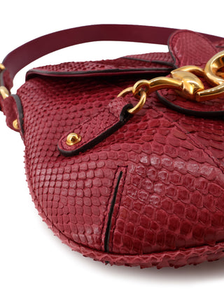 Python Horsebit Flap Shoulder Bag