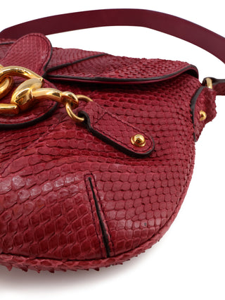 Python Horsebit Flap Shoulder Bag