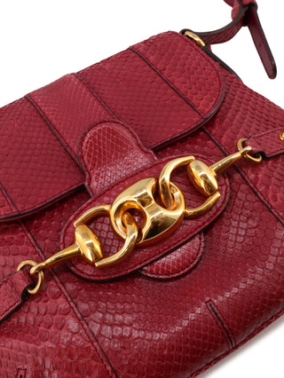 Python Horsebit Flap Shoulder Bag
