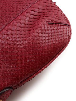 Python Horsebit Flap Shoulder Bag
