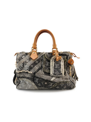 Denim Patchwork Speedy 30 Handbag