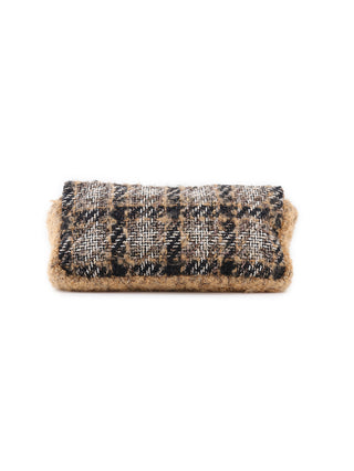 Multicolor Brown Tweed Wool Shoulder Bag
