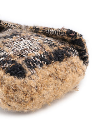 Multicolor Brown Tweed Wool Shoulder Bag