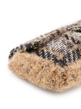 Multicolor Brown Tweed Wool Shoulder Bag