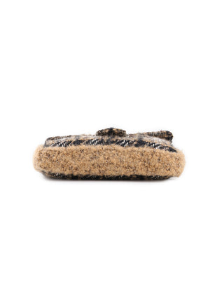 Multicolor Brown Tweed Wool Shoulder Bag