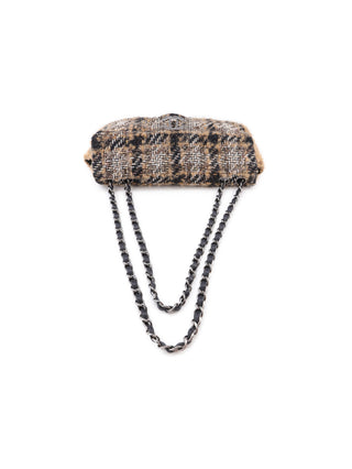 Multicolor Brown Tweed Wool Shoulder Bag
