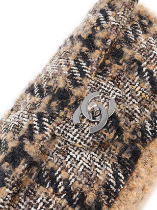 Multicolor Brown Tweed Wool Shoulder Bag